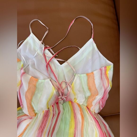 NWT Ramy Brooke Printed Trudy High-Low Maxi Dress Watercolor Stripe - Picture 10 of 10